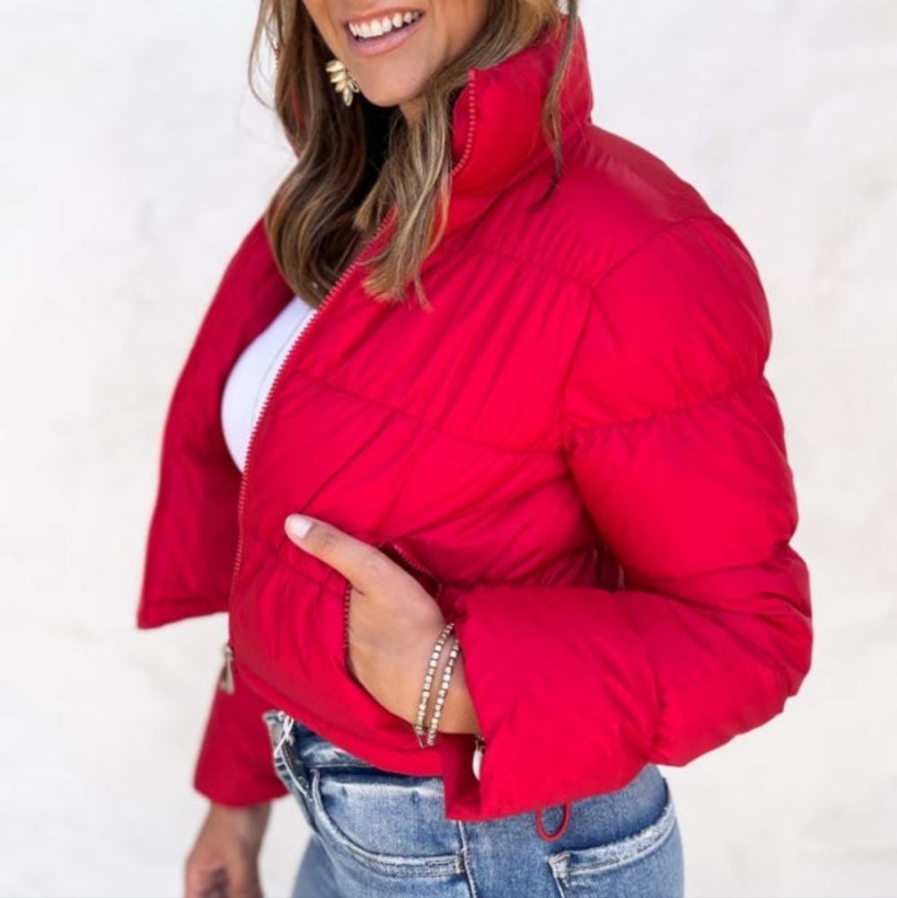 Ruby Red Puffer Coat - image 2